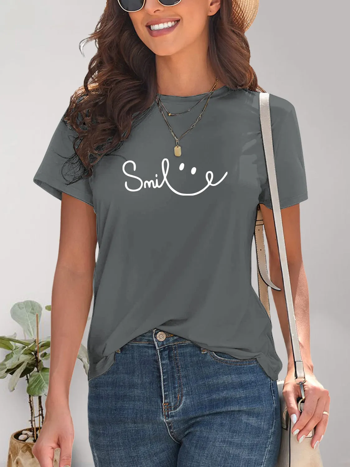 SMILE Round Neck Short Sleeve Tee (7 Colors)