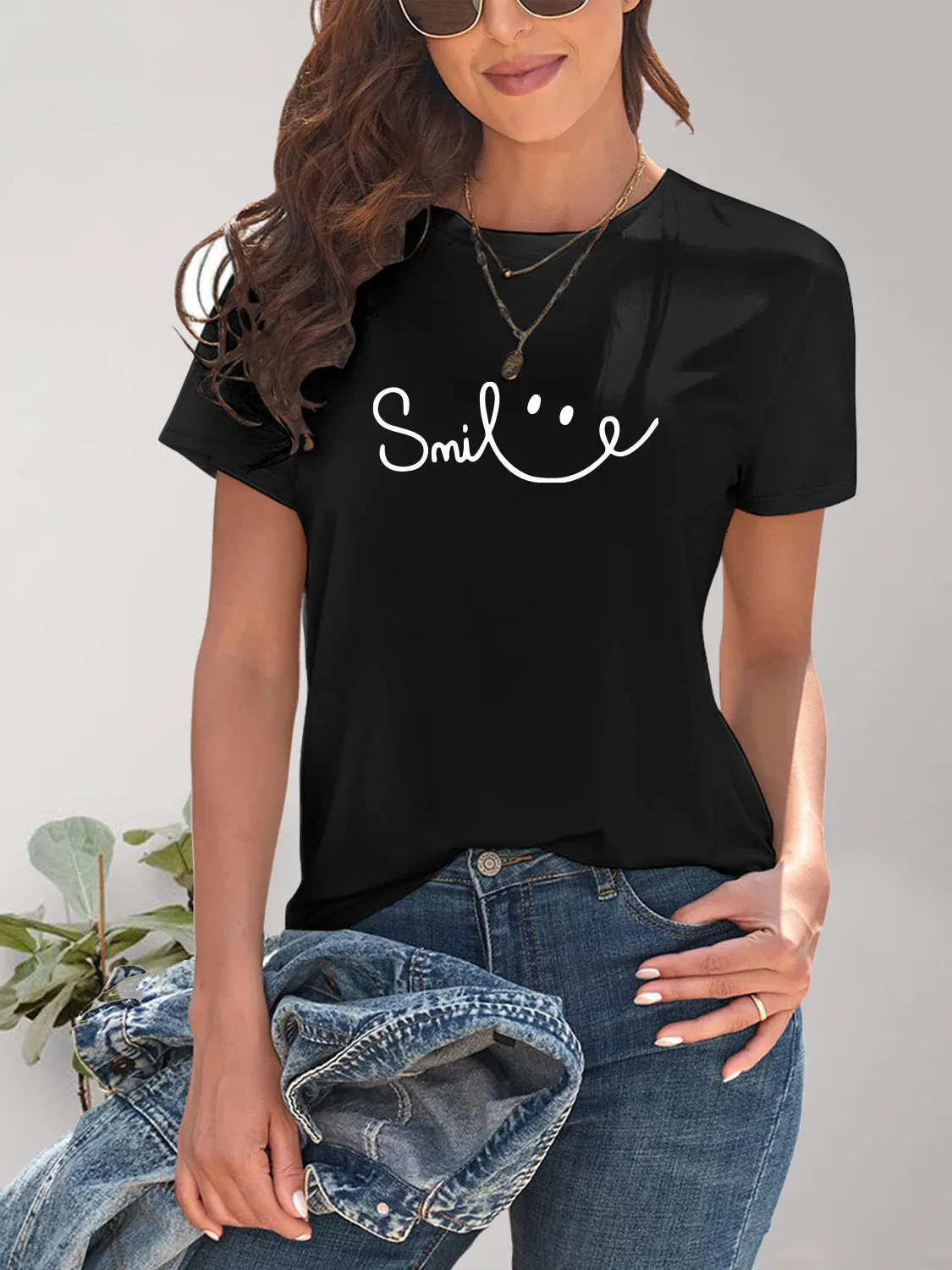SMILE Round Neck Short Sleeve Tee (7 Colors)