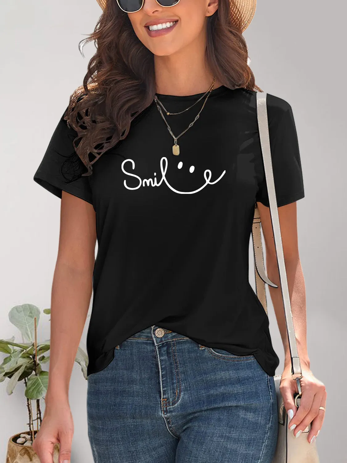 SMILE Round Neck Short Sleeve Tee (7 Colors)