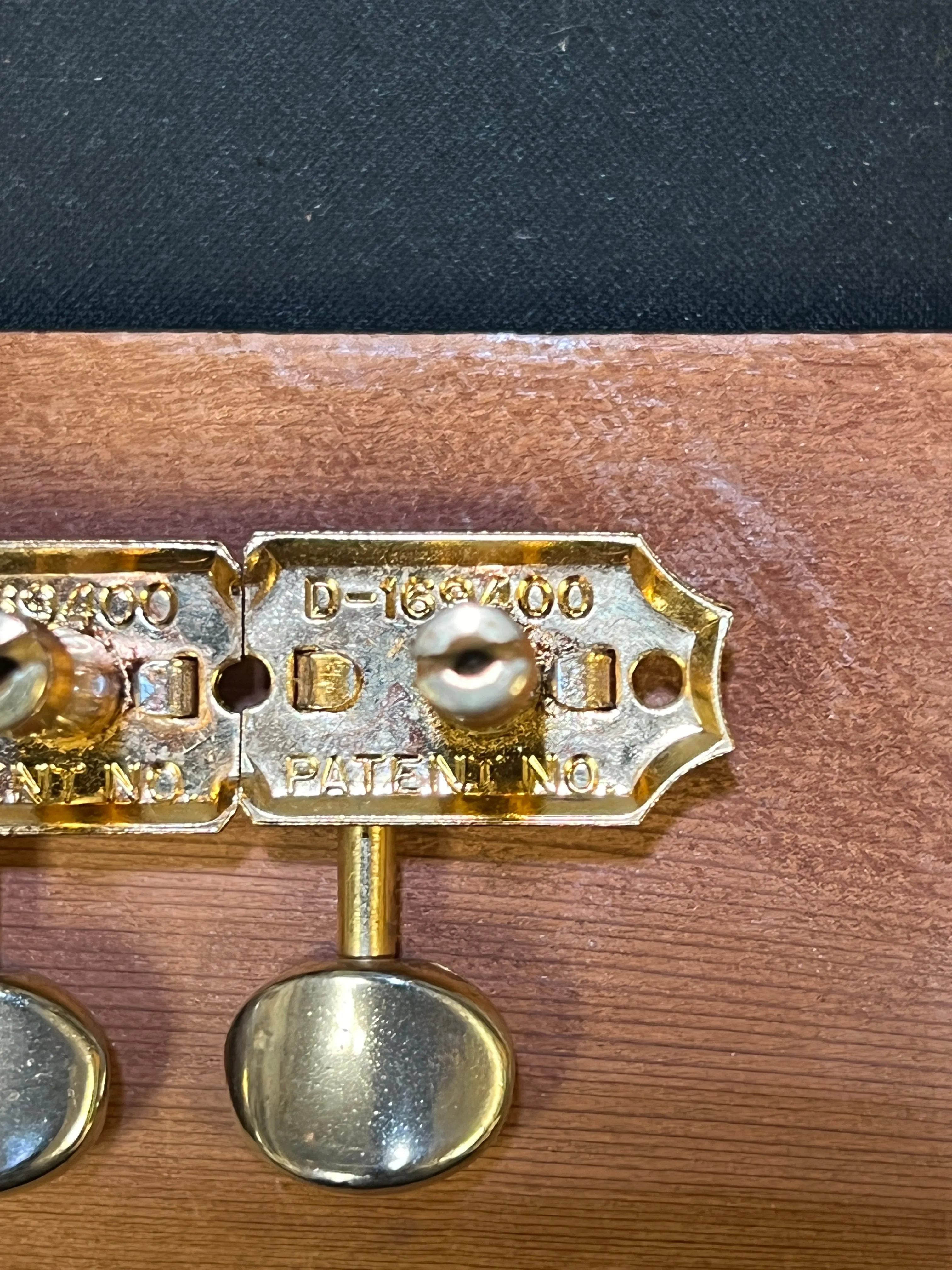 SOLD - Fender Double line gold tuners w/screws, no bushings. 1964-1969
