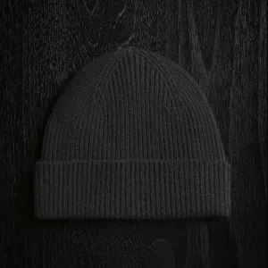 Solid Cashmere Beanie - Black