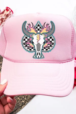 Spade Steer In Flames Otto Soft Pink Foam Front Trucker Hat
