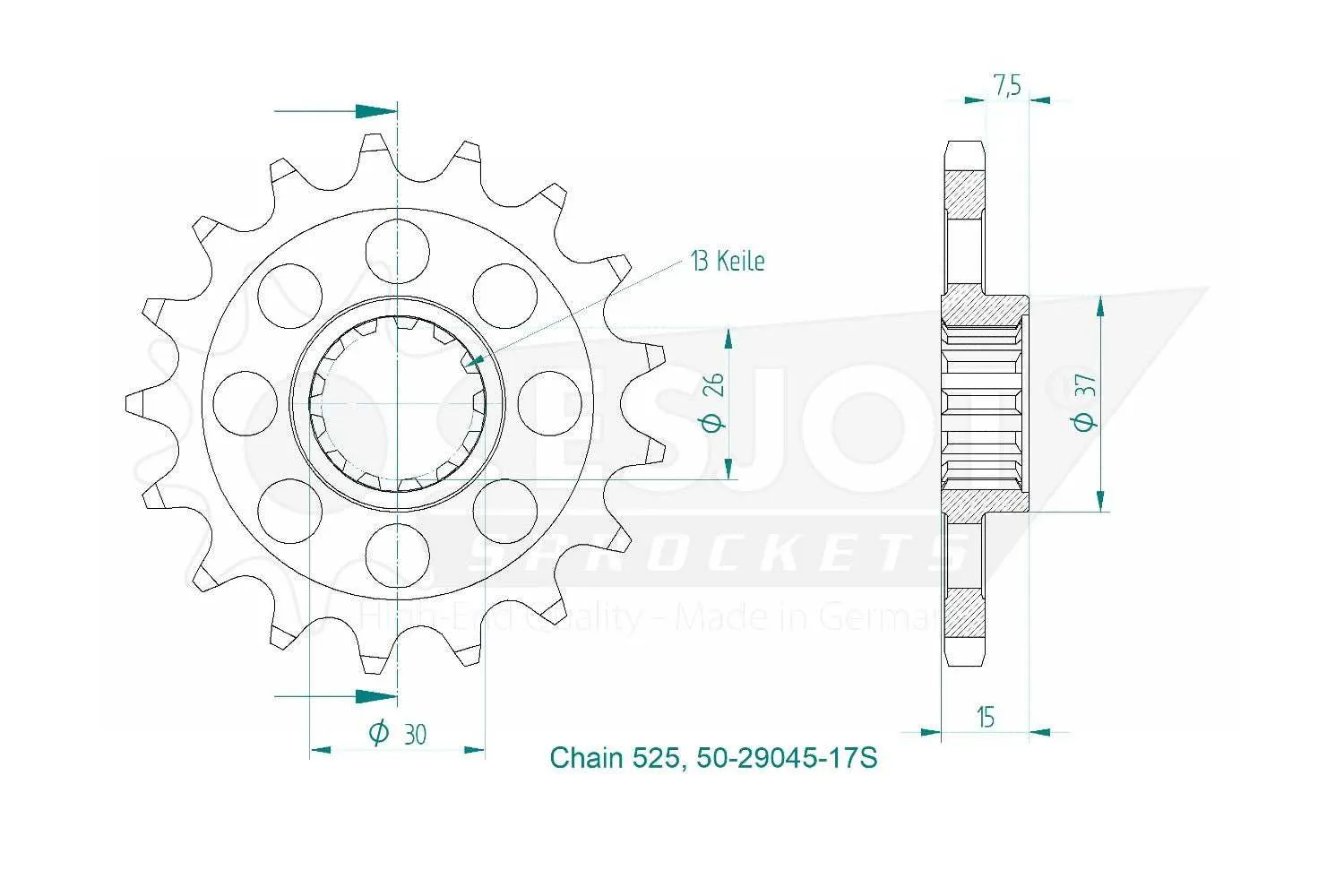 Sprockets Front (29048-15T) Sports - Esjot