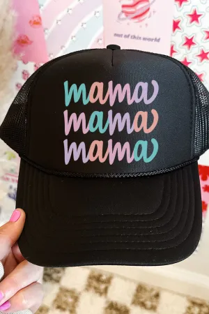 Stacked Pastel Mama Otto Black Foam Front Trucker Hat