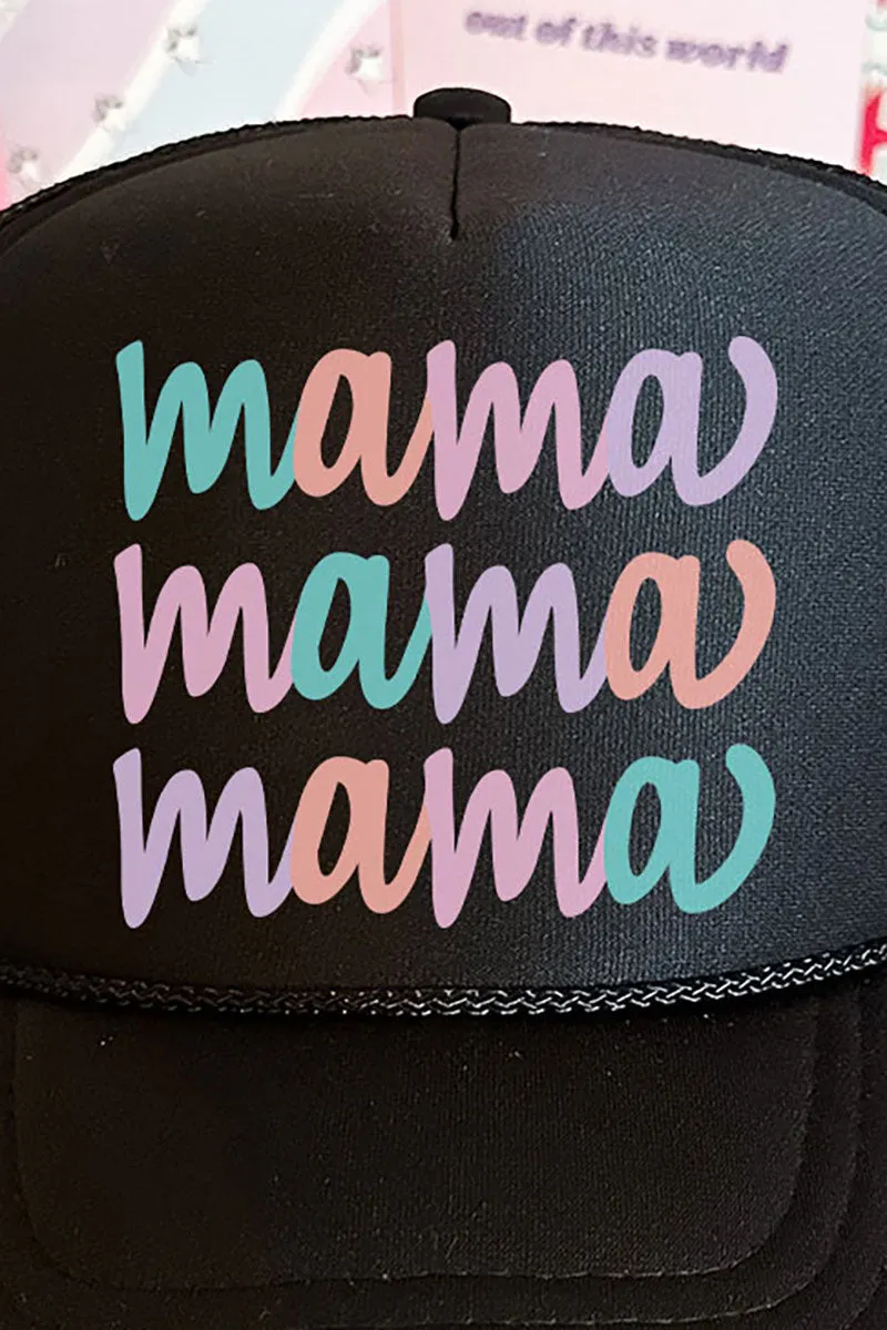 Stacked Pastel Mama Otto Black Foam Front Trucker Hat