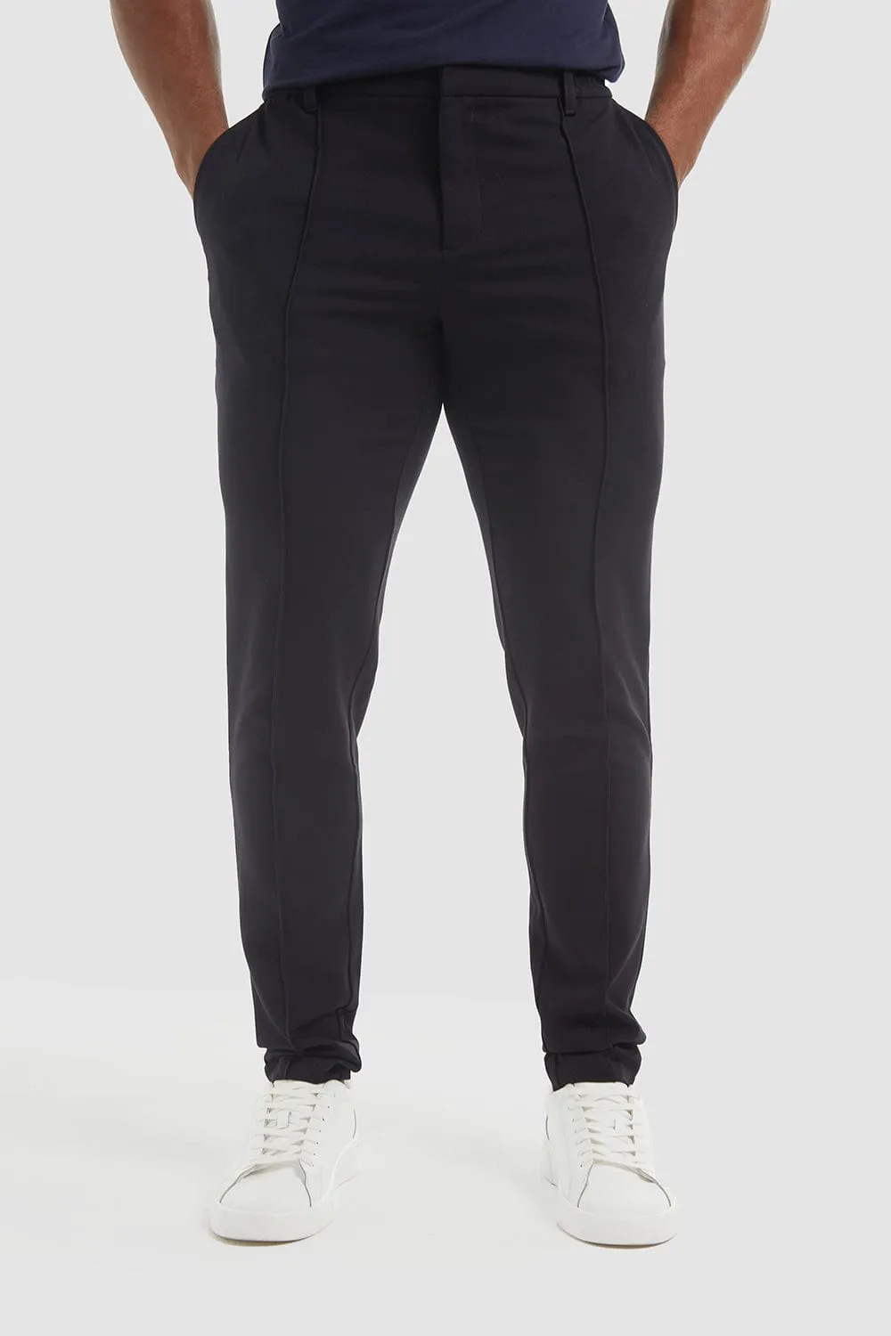Stitched Crease Trousers in Navy