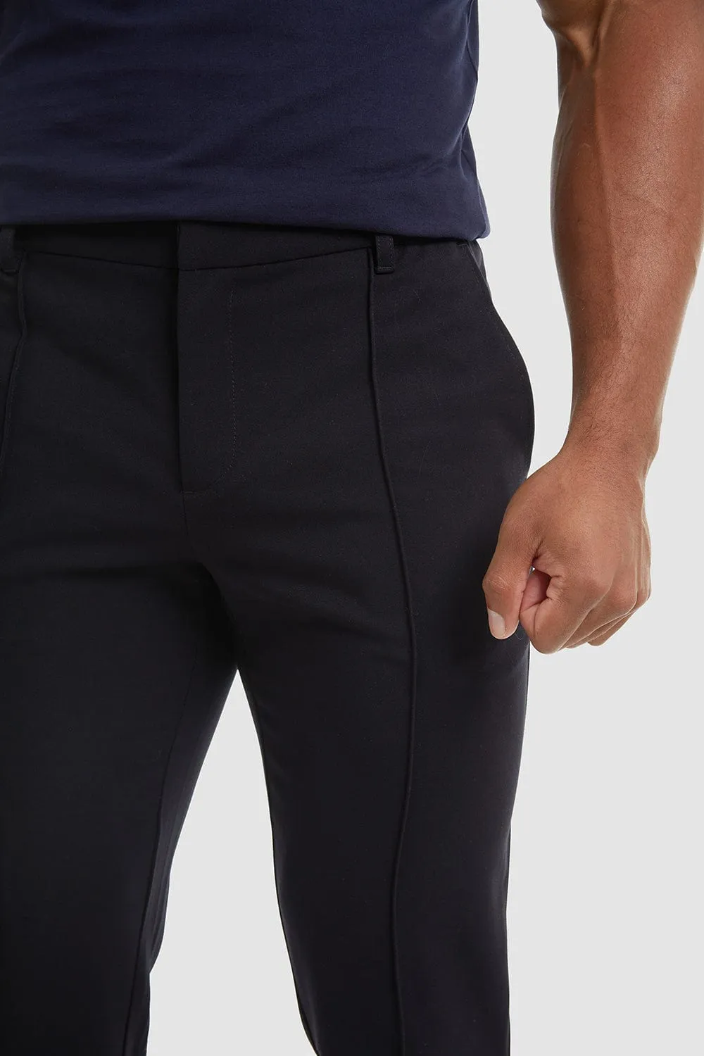Stitched Crease Trousers in Navy