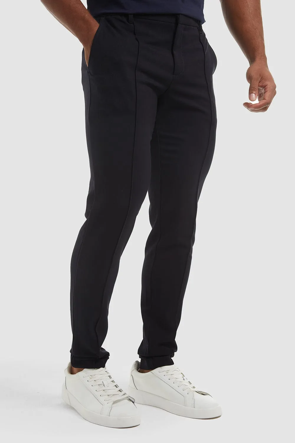 Stitched Crease Trousers in Navy