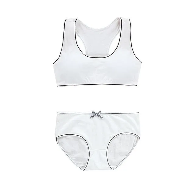 Student Girl Bra Underwear Set Without Steel Ring Cotton Puberty Vest Sports Underwear Teenage Girls Top