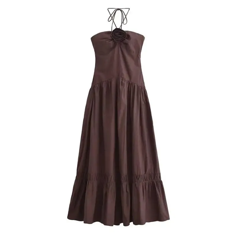 Summer Dresse New Chic Tube Top Hanging Neck Street Fashion Party Long Dress