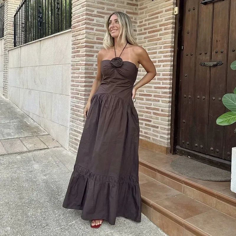 Summer Dresse New Chic Tube Top Hanging Neck Street Fashion Party Long Dress