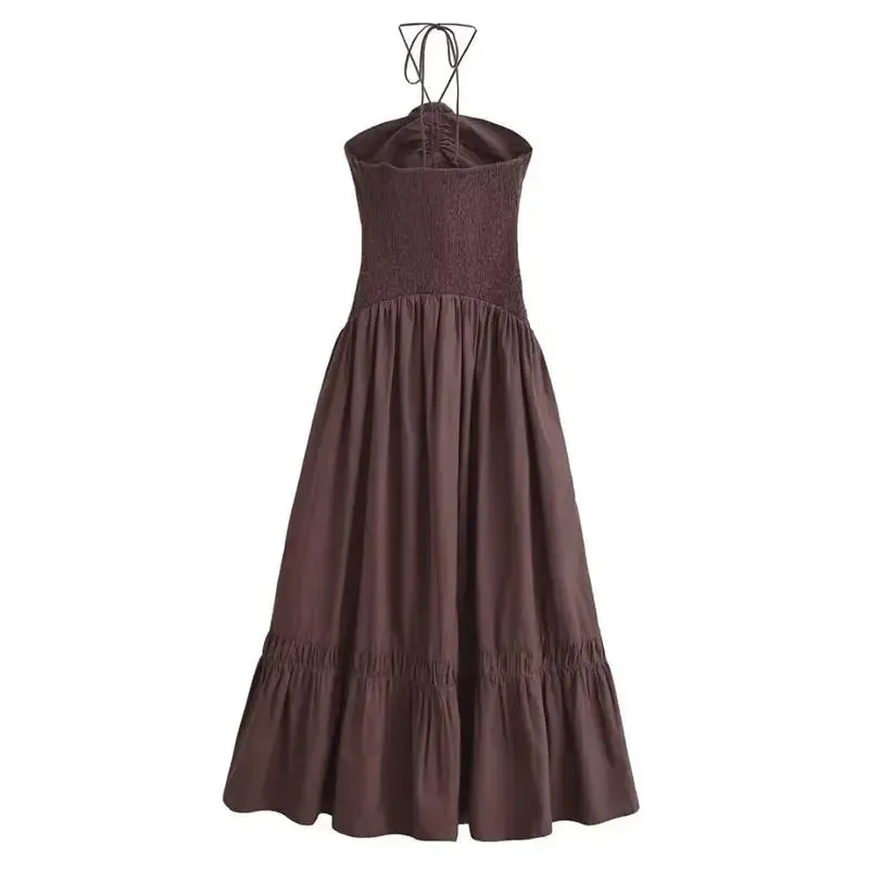 Summer Dresse New Chic Tube Top Hanging Neck Street Fashion Party Long Dress