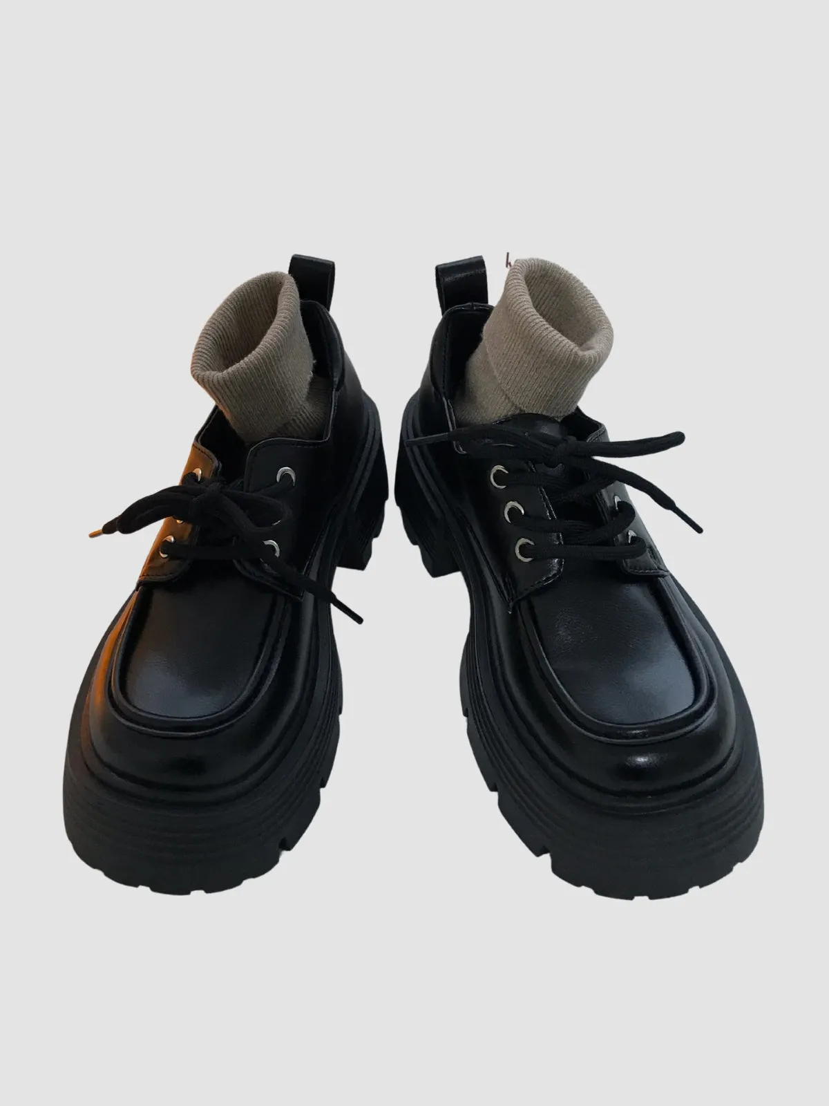 Thick Soled Leather Women Retro Shoes