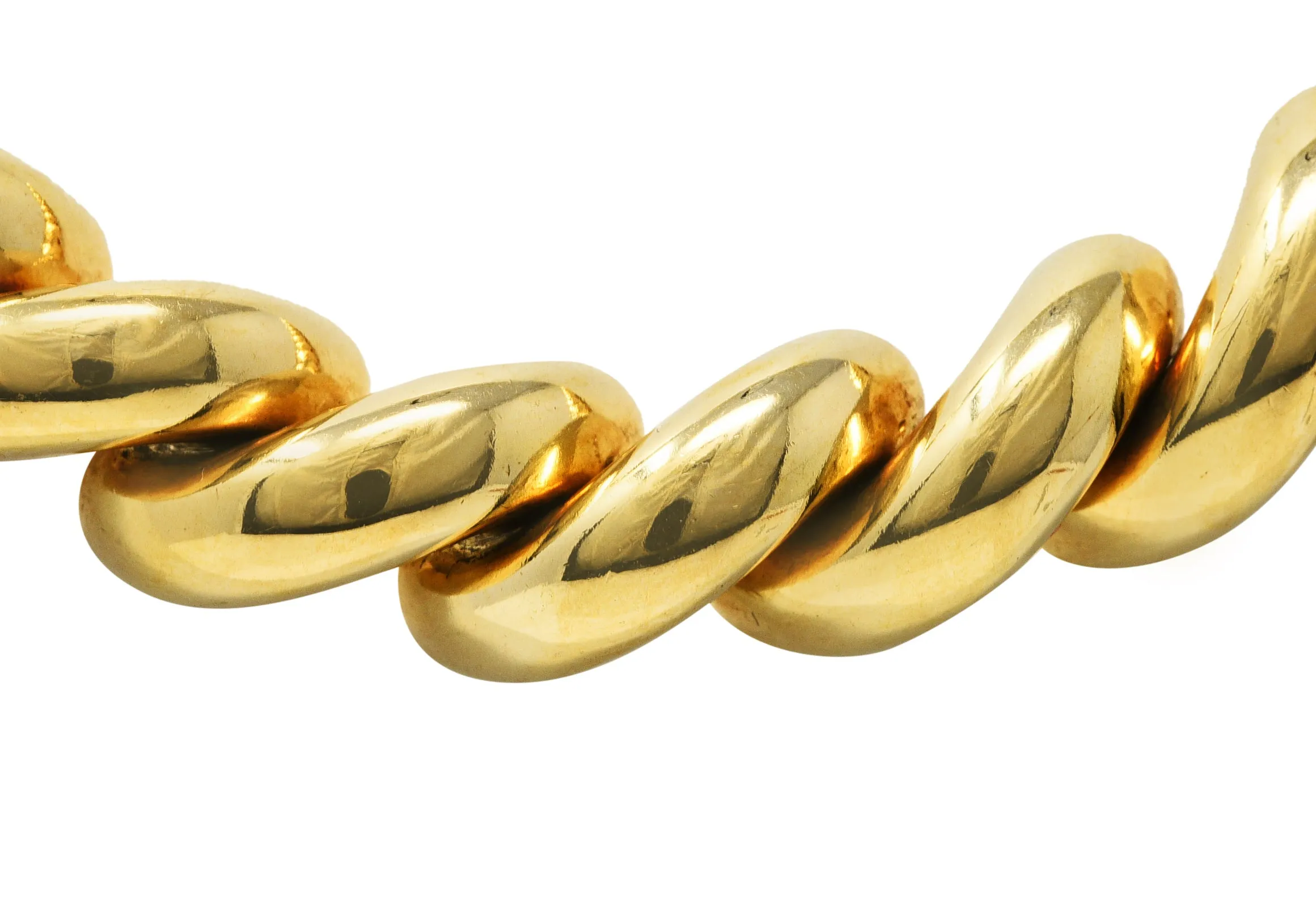 Tiffany & Co. 1960's Modernist 14 Karat Yellow Gold Twist Link Vintage Chain Necklace