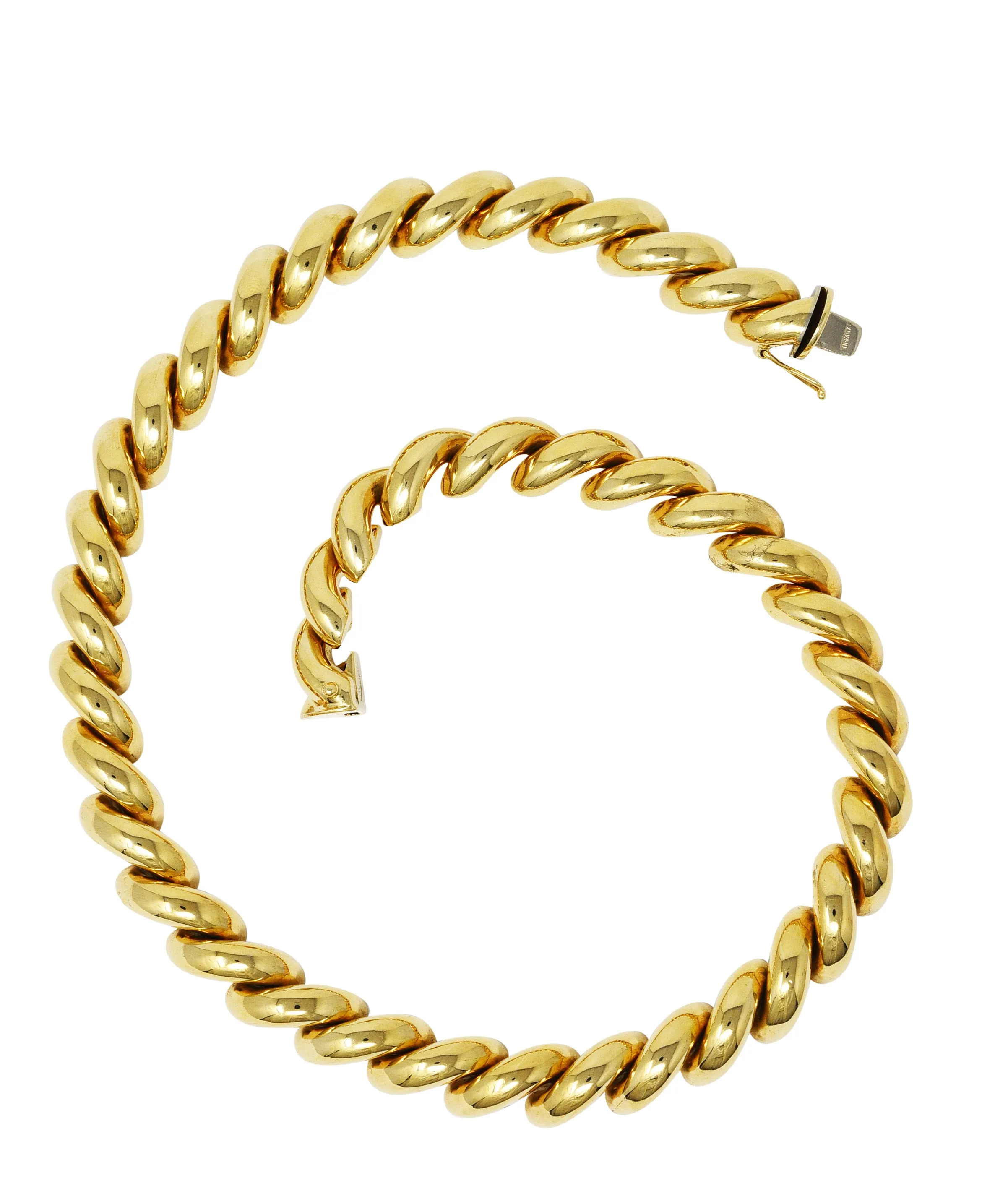 Tiffany & Co. 1960's Modernist 14 Karat Yellow Gold Twist Link Vintage Chain Necklace