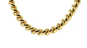 Tiffany & Co. 1960's Modernist 14 Karat Yellow Gold Twist Link Vintage Chain Necklace