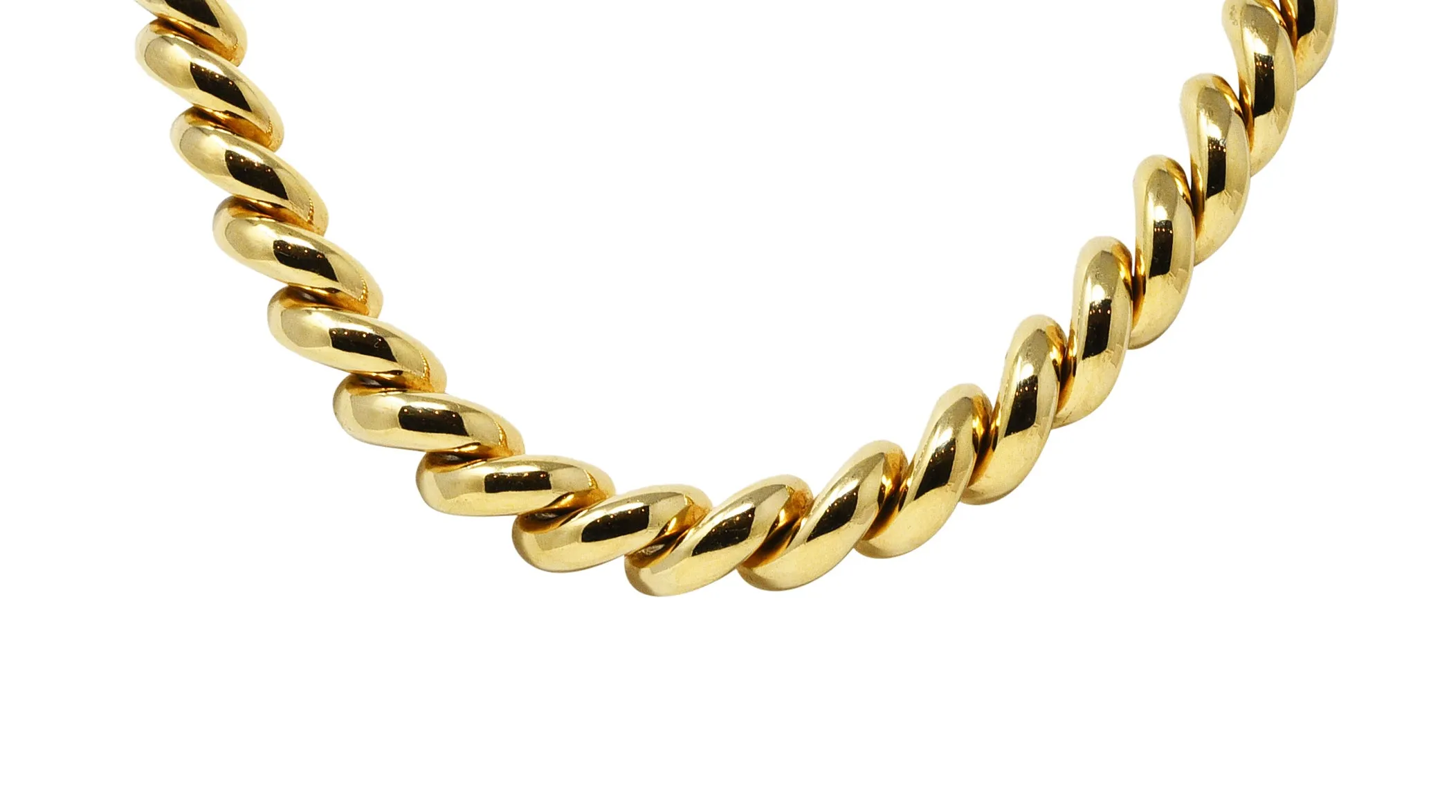 Tiffany & Co. 1960's Modernist 14 Karat Yellow Gold Twist Link Vintage Chain Necklace