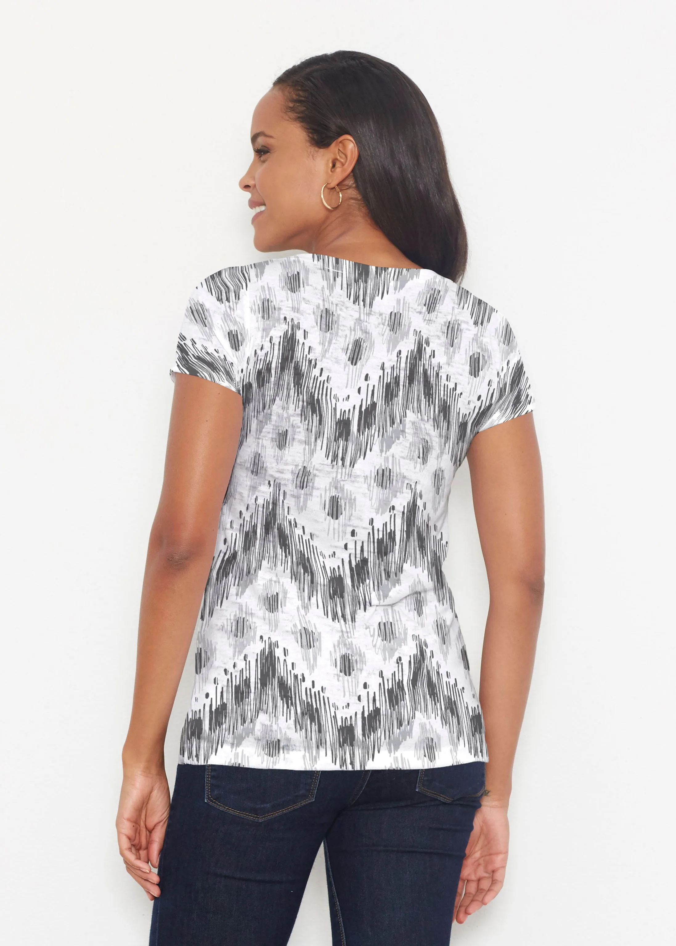 Tonal Waves Black (7834) ~ Short Sleeve Scoop Shirt