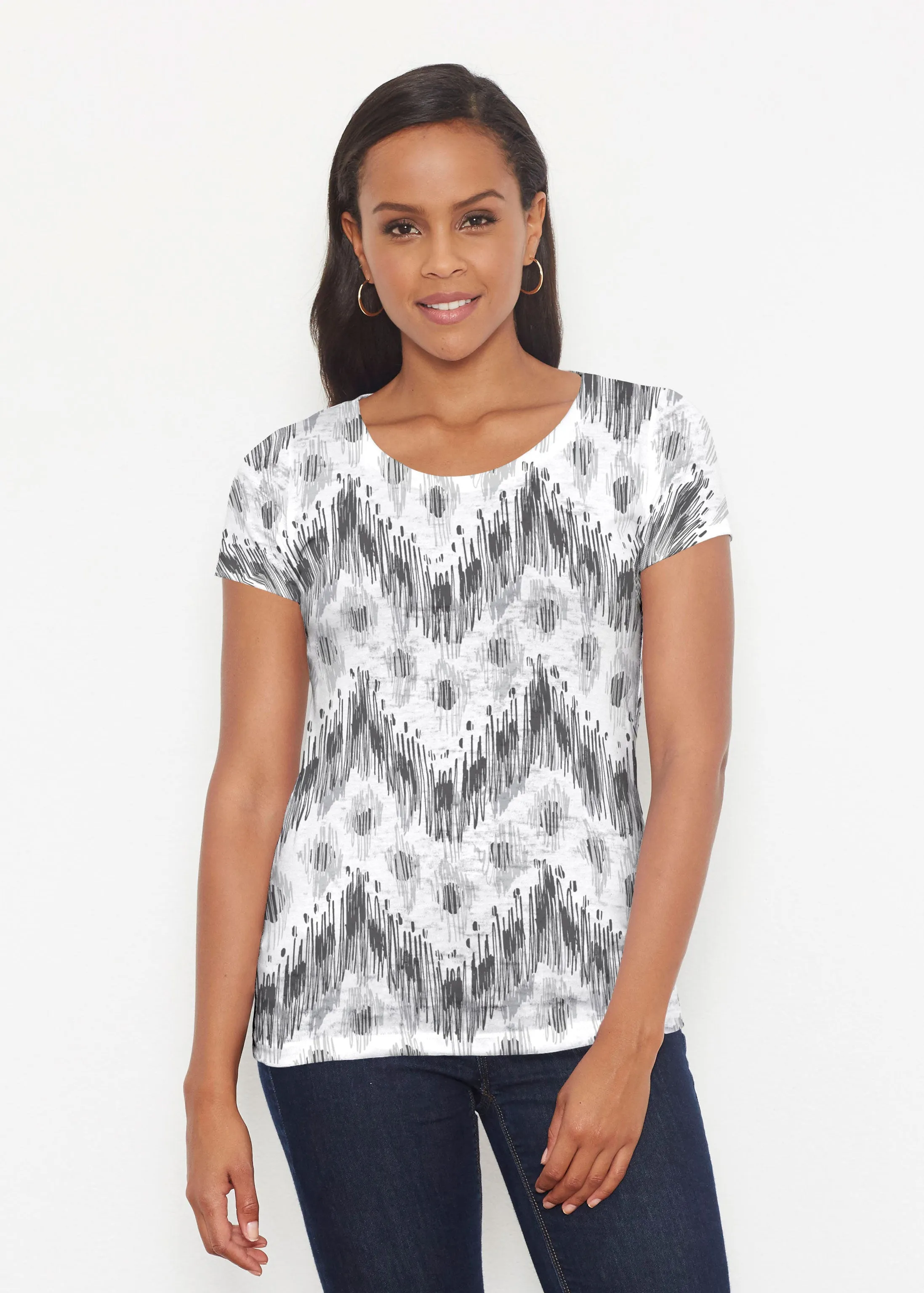 Tonal Waves Black (7834) ~ Short Sleeve Scoop Shirt