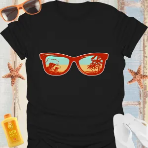 Tropical Surf Lifestyle T-Shirt With Sunglasses Design