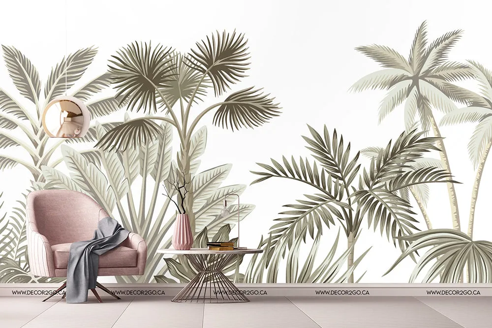 Tropical vintage landscape Wallpaper Mural
