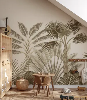 Tropical vintage landscape Wallpaper Mural