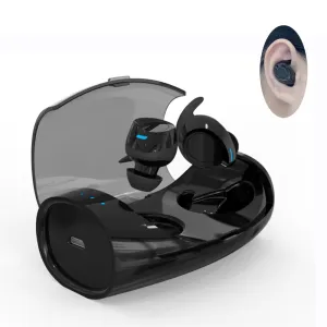 True Wireless Stereo ES60 Earbuds, Bluetooth V4.2 In-Ear Headset, Noise Cancelling Earphone with Charging Case, Ergonomic Design Invisible Headphone with Mic for Running Gym Workout for iPhone Samsung