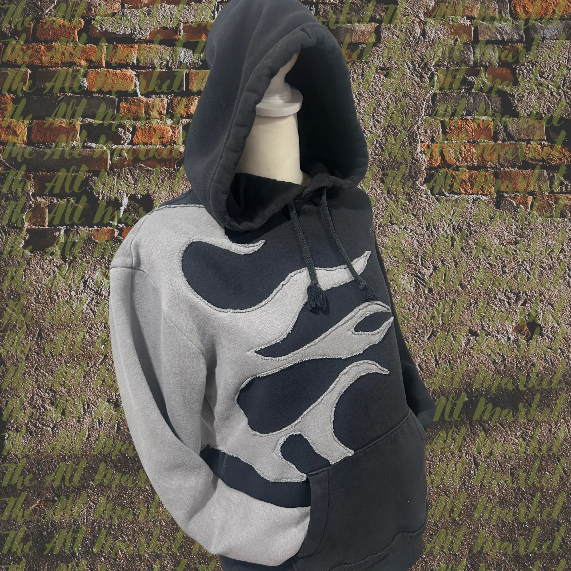 Upcycled Small Flame Hooded Sweatshirt