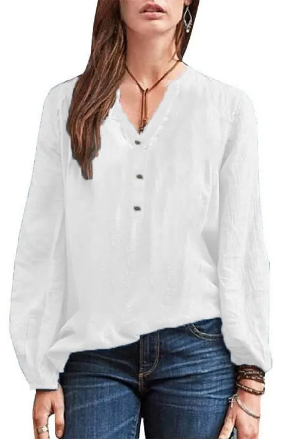 V Neck Button Breasted Blouse