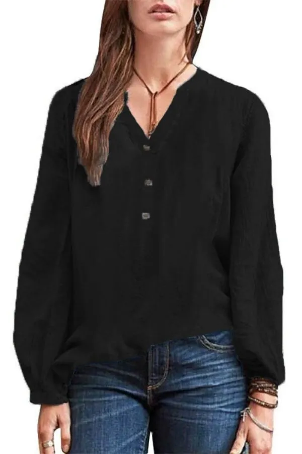V Neck Button Breasted Blouse