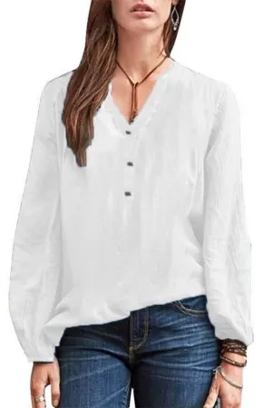 V Neck Button Breasted Blouse