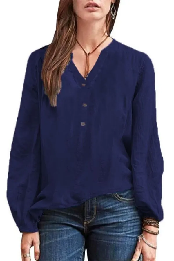 V Neck Button Breasted Blouse