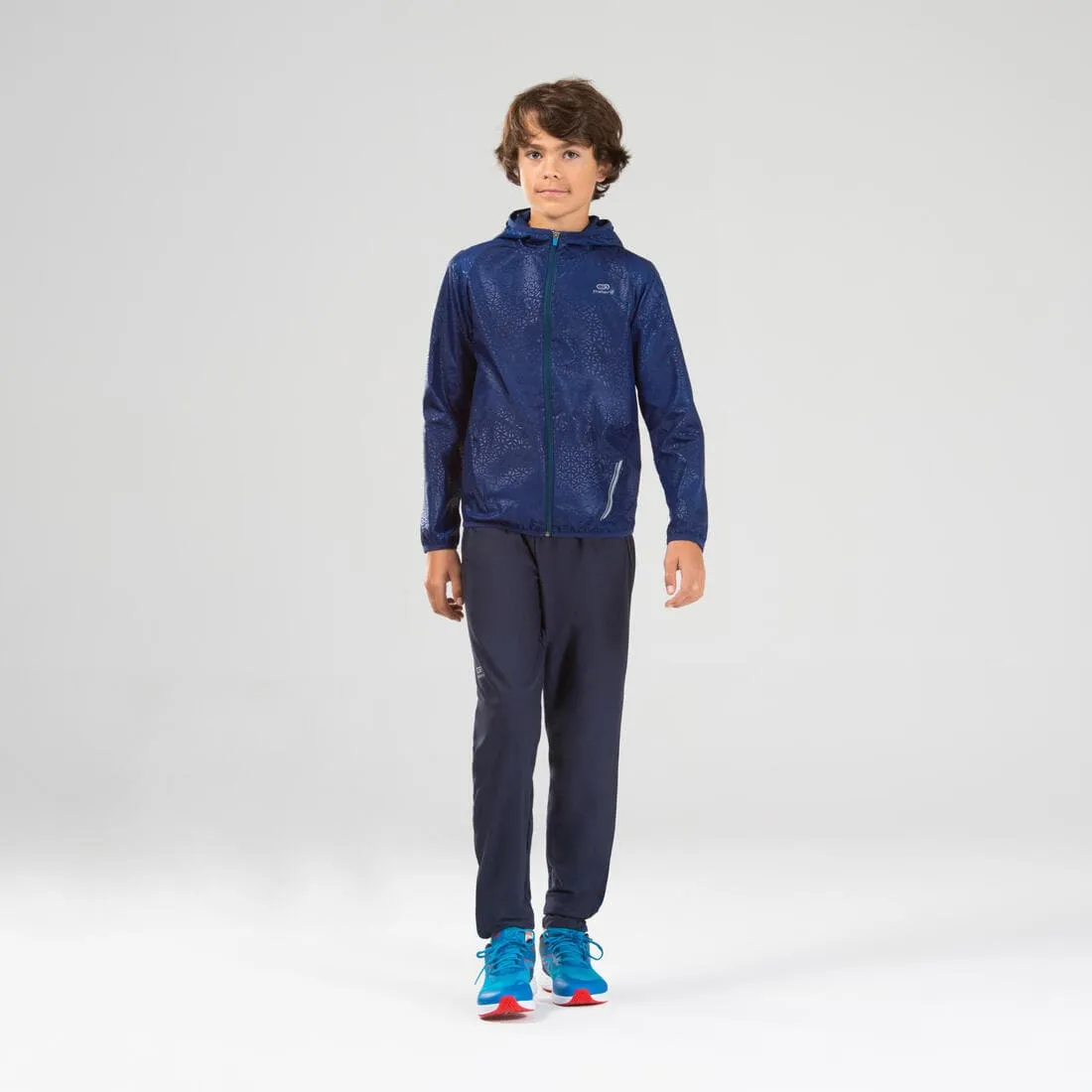 Veste coupe vent enfant pour l'athlétisme Kalenji AT 100 bleue