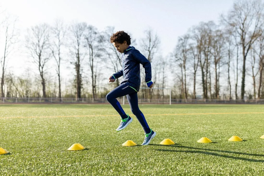 Veste coupe vent enfant pour l'athlétisme Kalenji AT 100 bleue