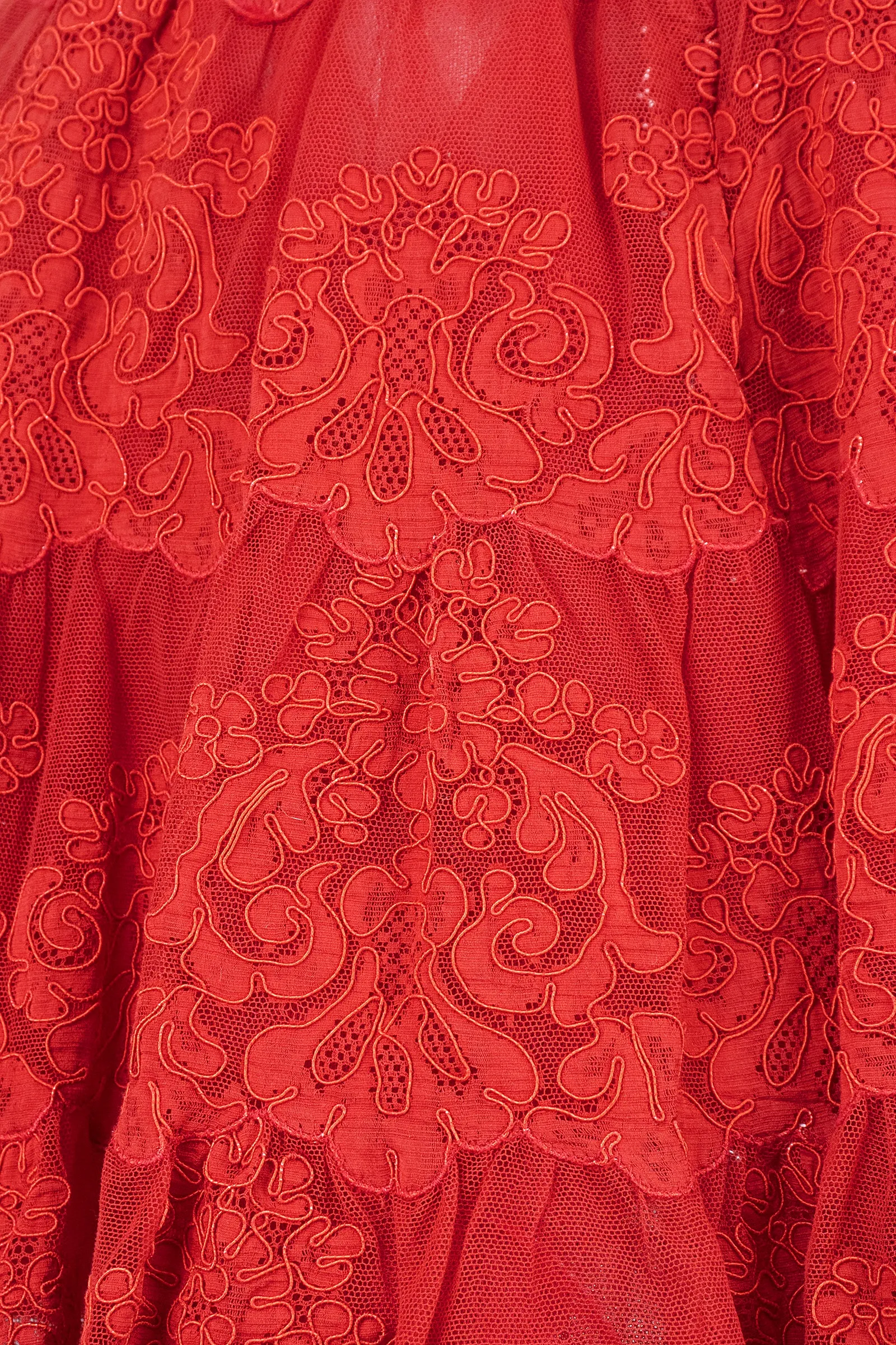 VICKY TIEL 1990s Couture Red Lace Cocktail Dress