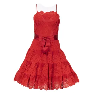 VICKY TIEL 1990s Couture Red Lace Cocktail Dress