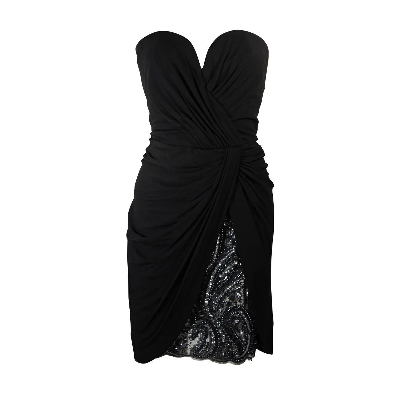 VICKY TIEL Black Jersey Cocktail Dress with Sequin Detail Size 38