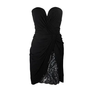 VICKY TIEL Black Jersey Cocktail Dress with Sequin Detail Size 38