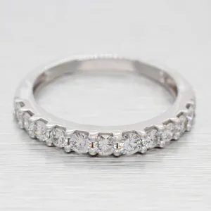 Vintage 0.88ctw Round Diamond Wedding Band Ring - 14k White Gold