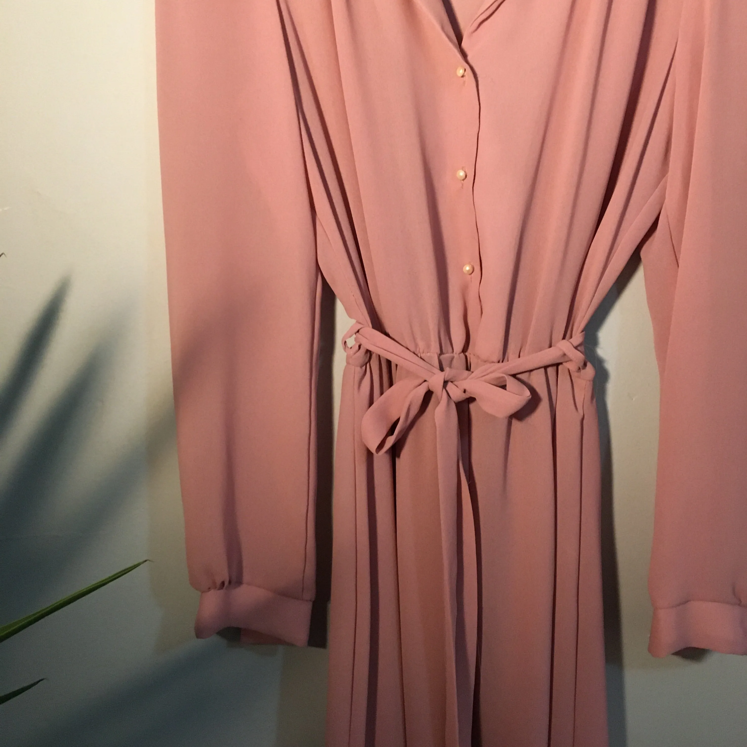 Vintage 70s 80s Byer Too! Semi Sheer Blush long sleeve dress // Size 11