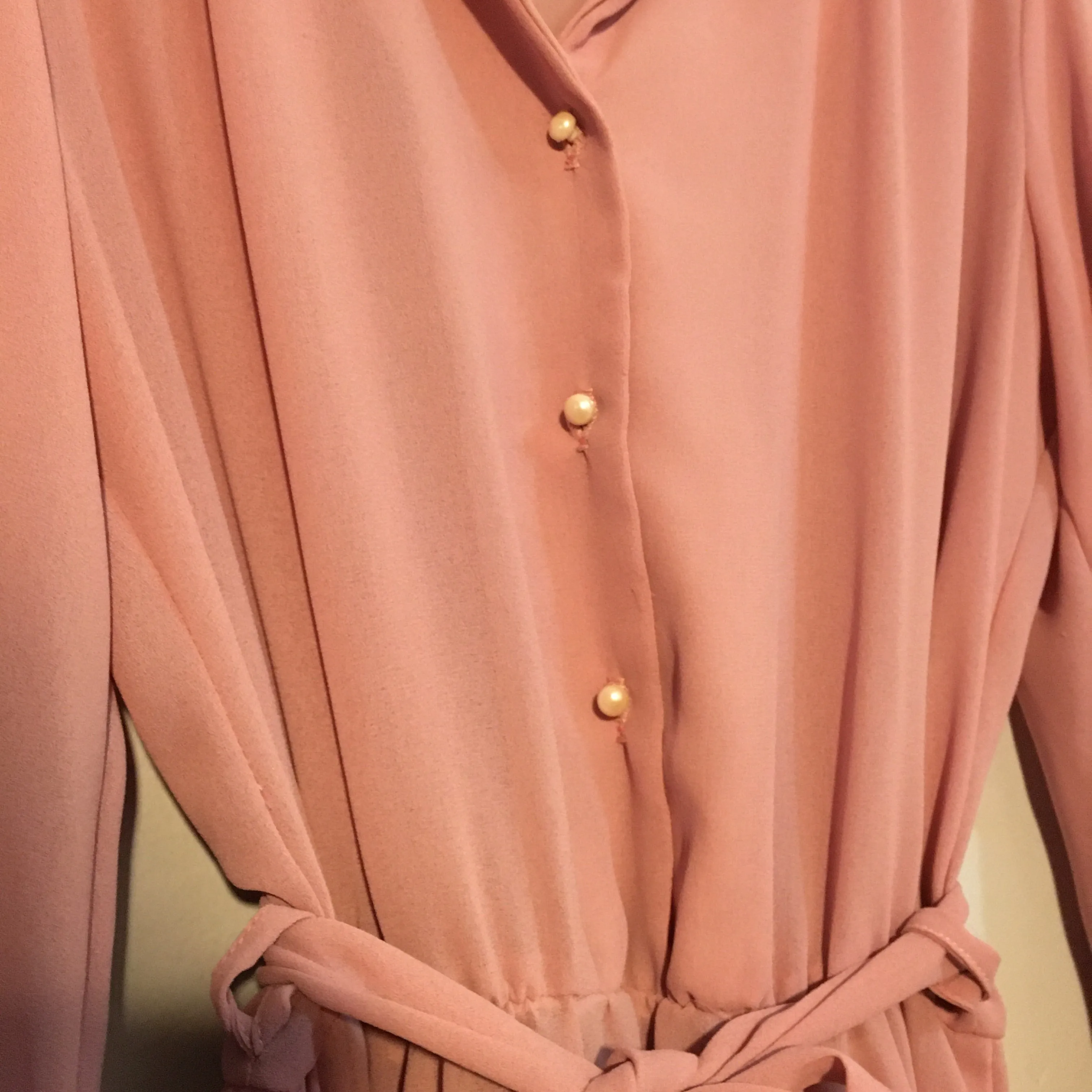Vintage 70s 80s Byer Too! Semi Sheer Blush long sleeve dress // Size 11