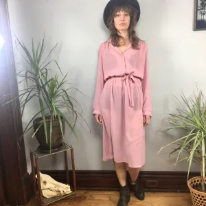 Vintage 70s 80s Byer Too! Semi Sheer Blush long sleeve dress // Size 11