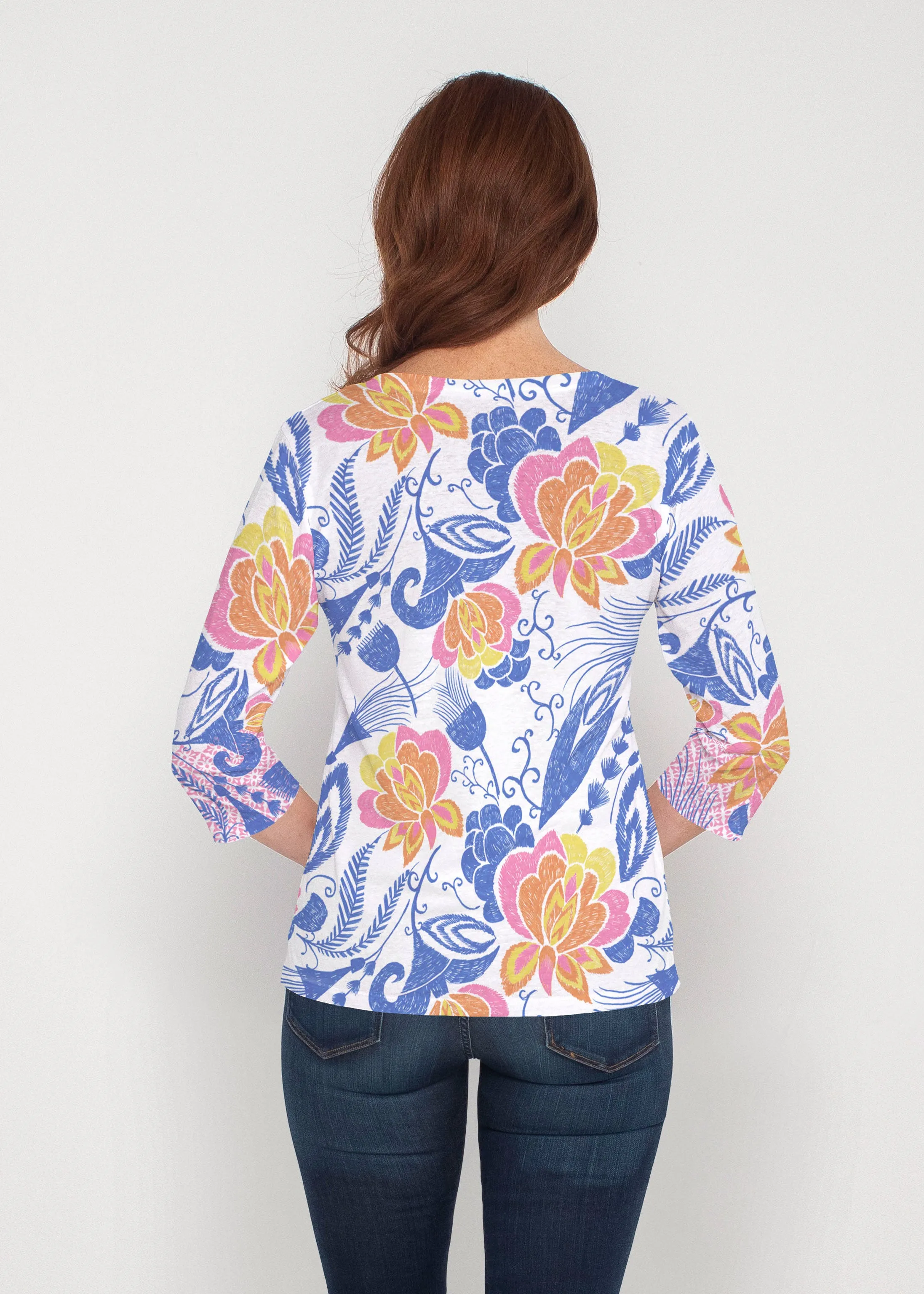 Vintage Blooms (8039) ~ Signature 3/4 Sleeve V-Neck Top
