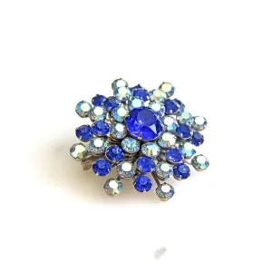 Vintage Blue and Aurora Borealis Sputnik Style Brooch