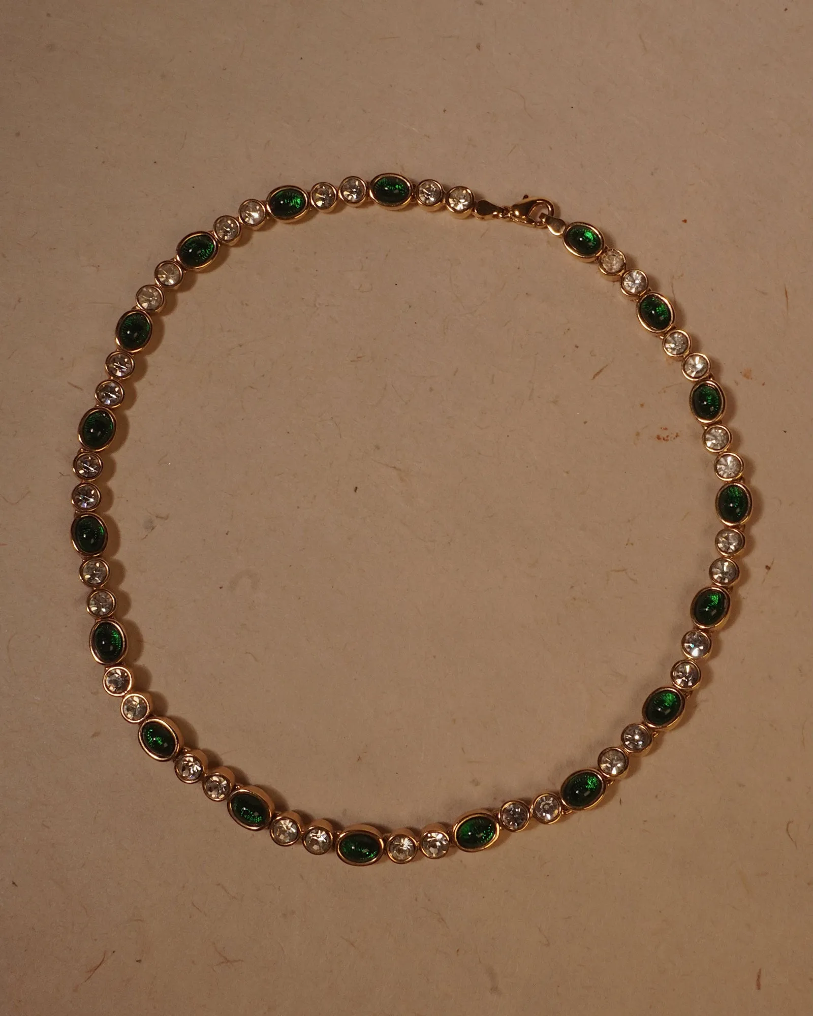 Vintage Cabouchon & Crystal Tennis Necklace