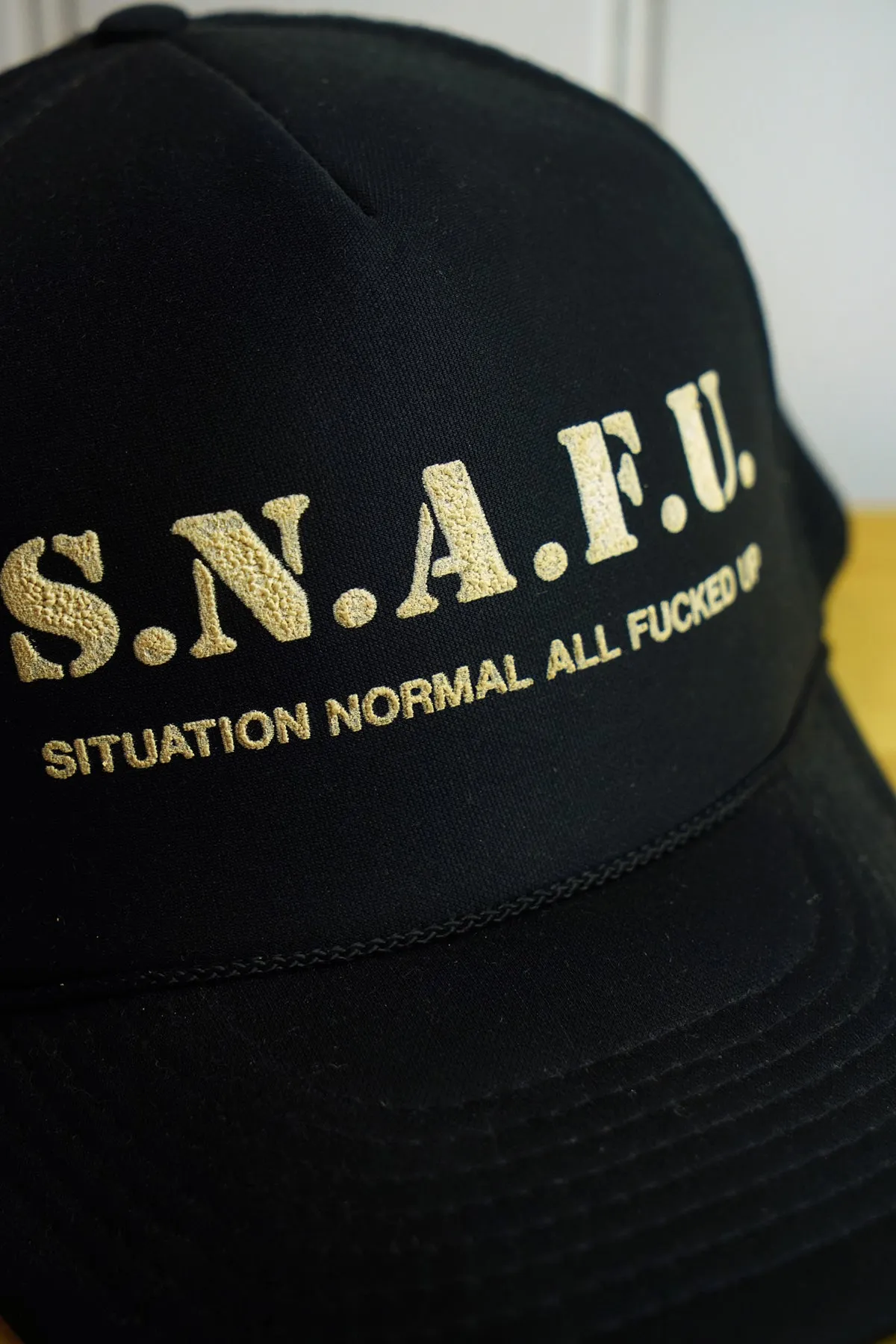 Vintage Cap - SNAFU Black Trucker Hat