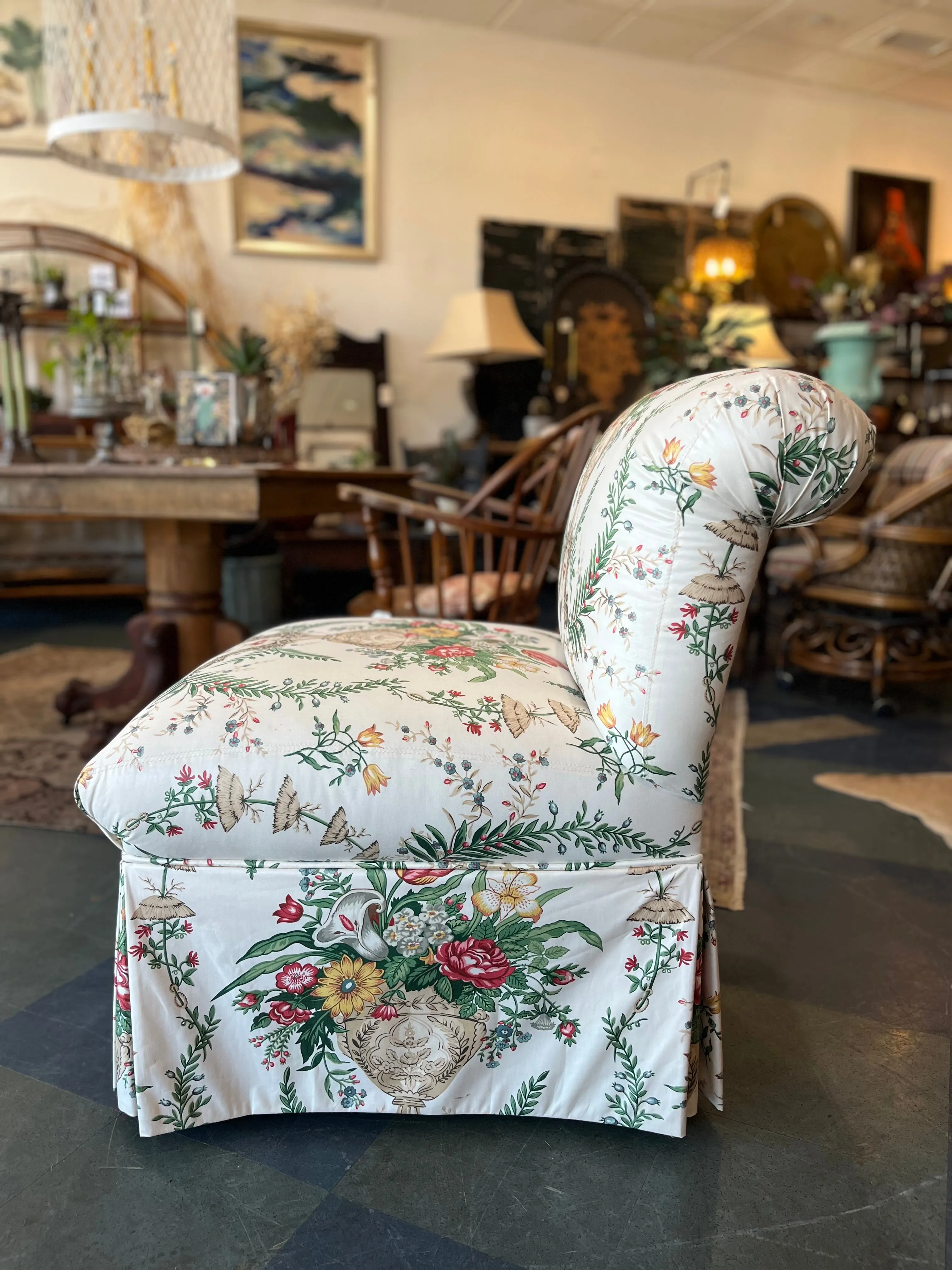 Vintage Floral Style Slipper Chair