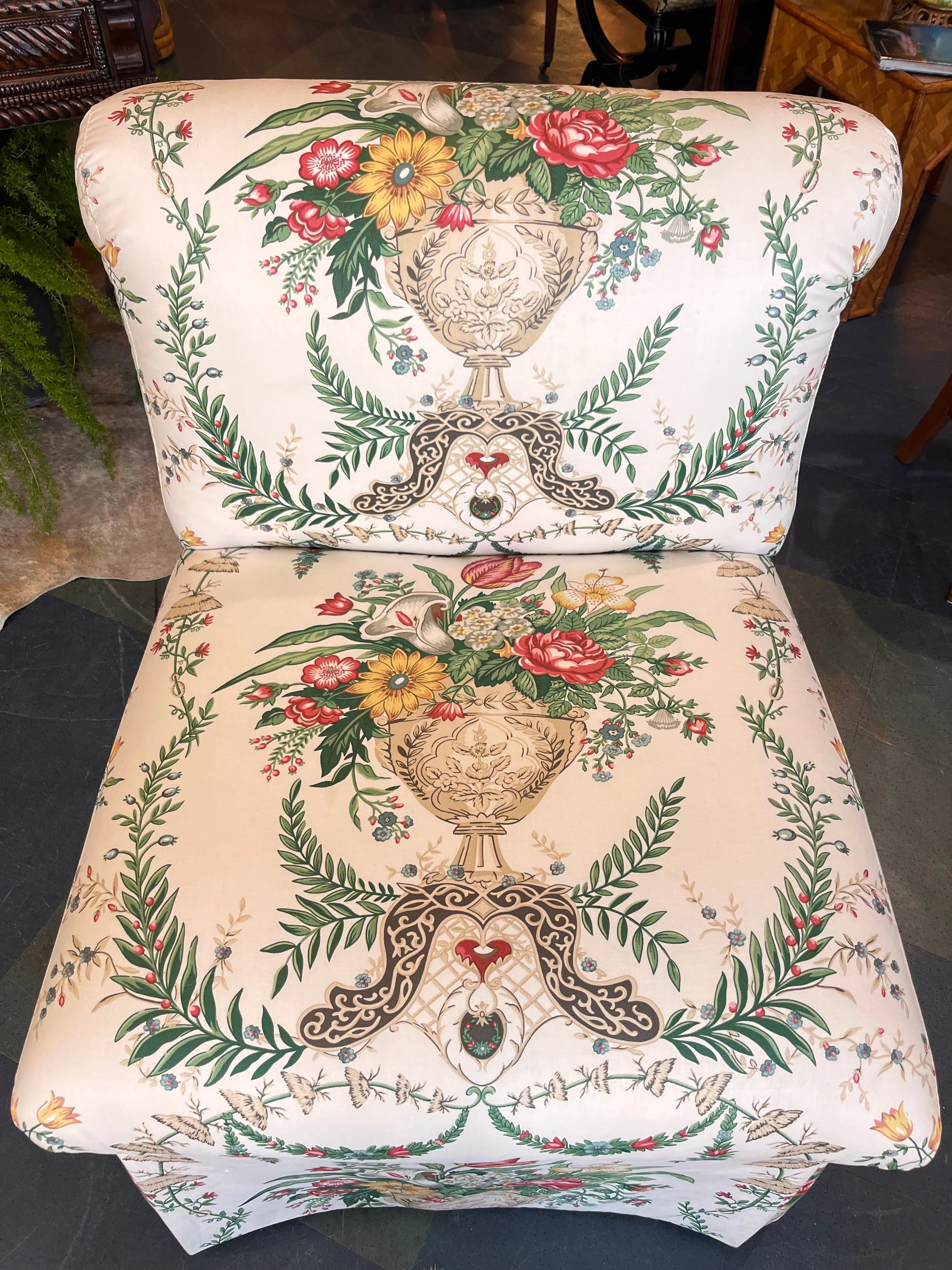 Vintage Floral Style Slipper Chair