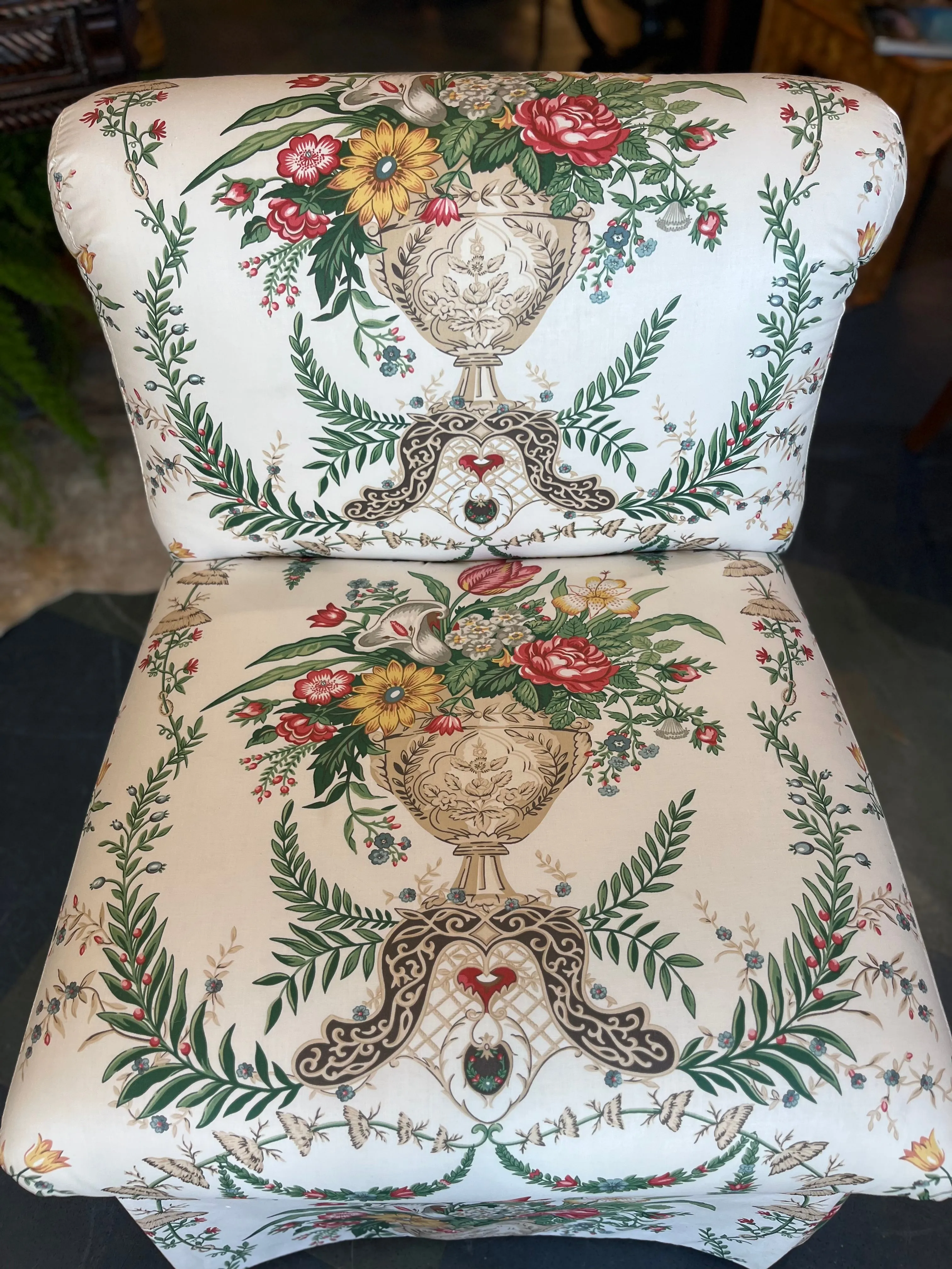 Vintage Floral Style Slipper Chair