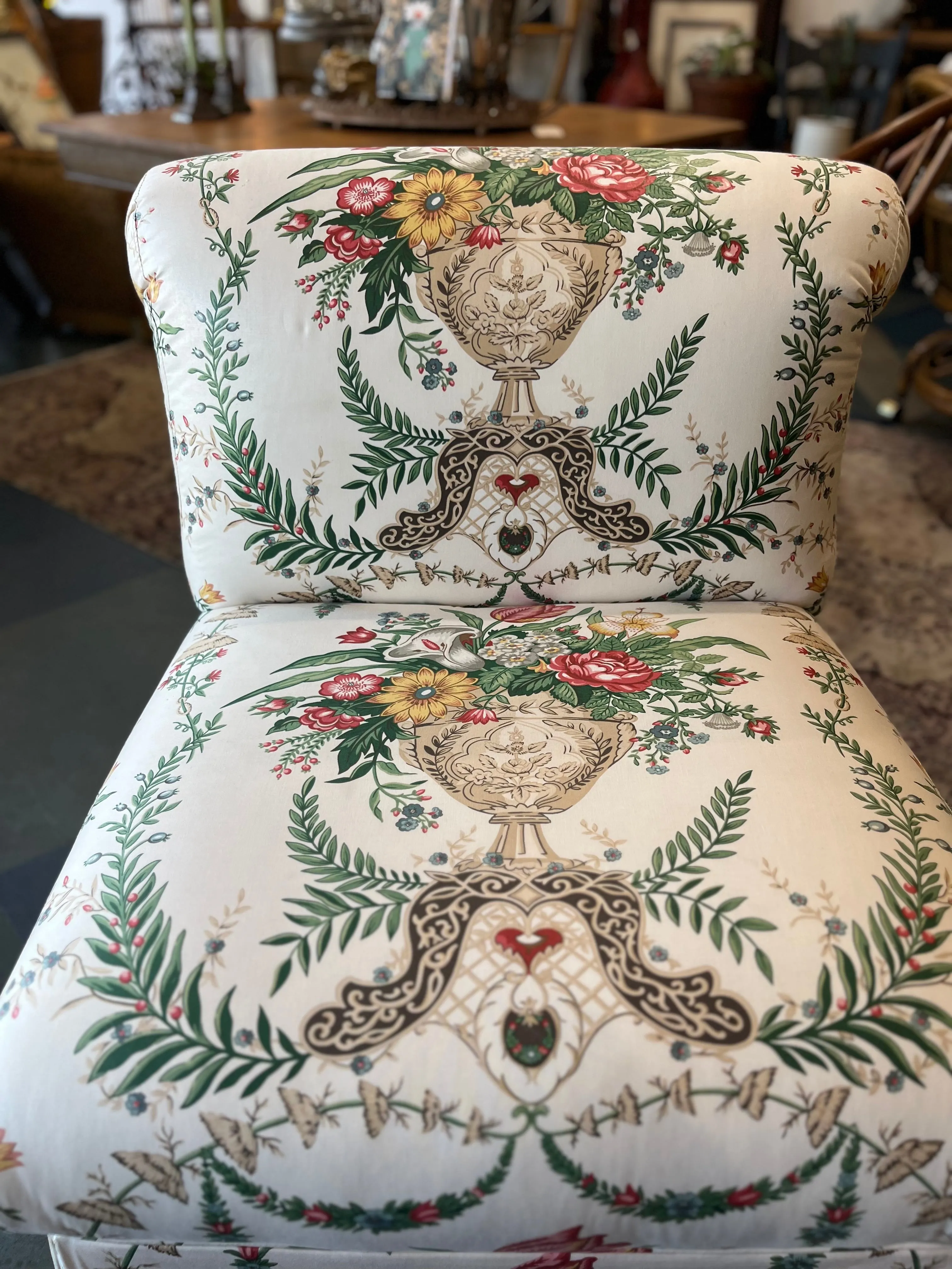 Vintage Floral Style Slipper Chair
